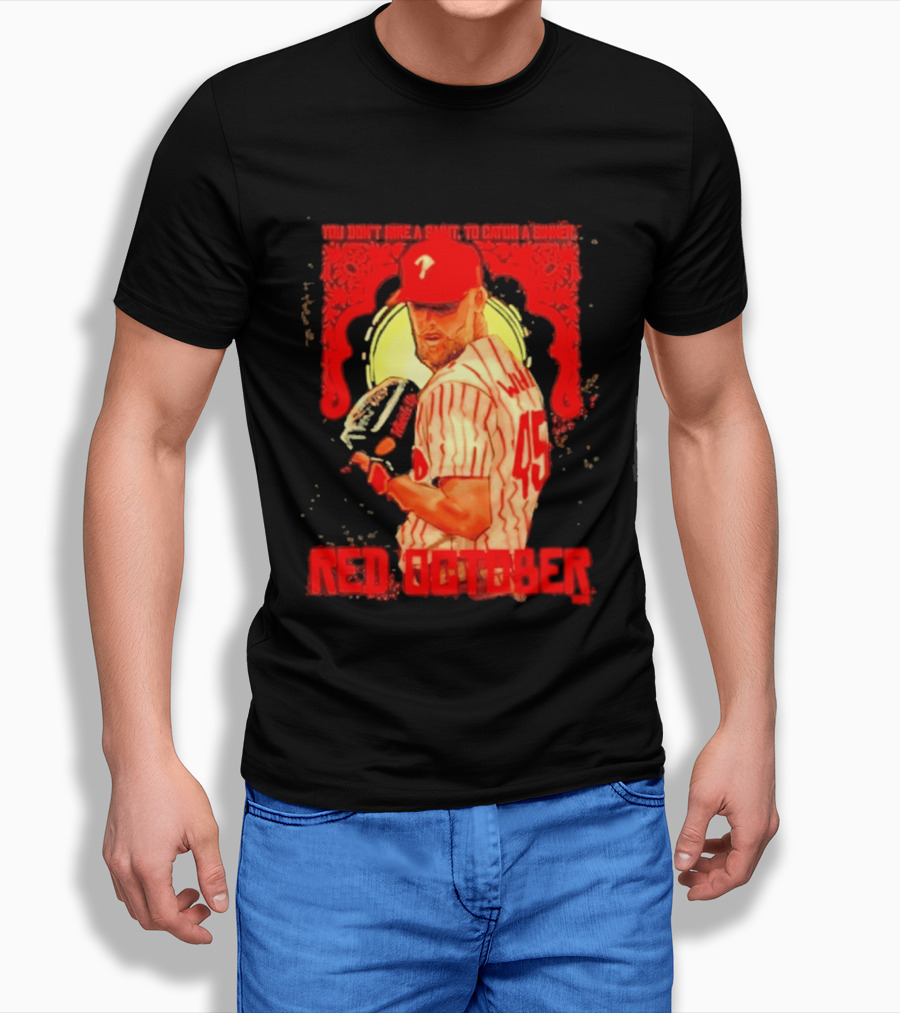 Zack Wheeler Philadelphia Phillies Red October 2026 You Don't Hire A Saint To Catch A Sinner Baseball T-Shirt