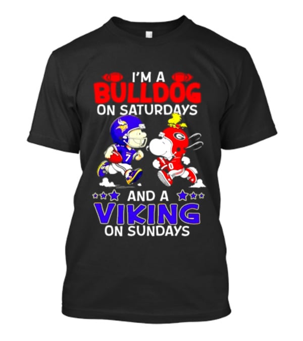 I'm A Bulldog On Saturdays And A Viking On Sundays Football Peanuts T-Shirt