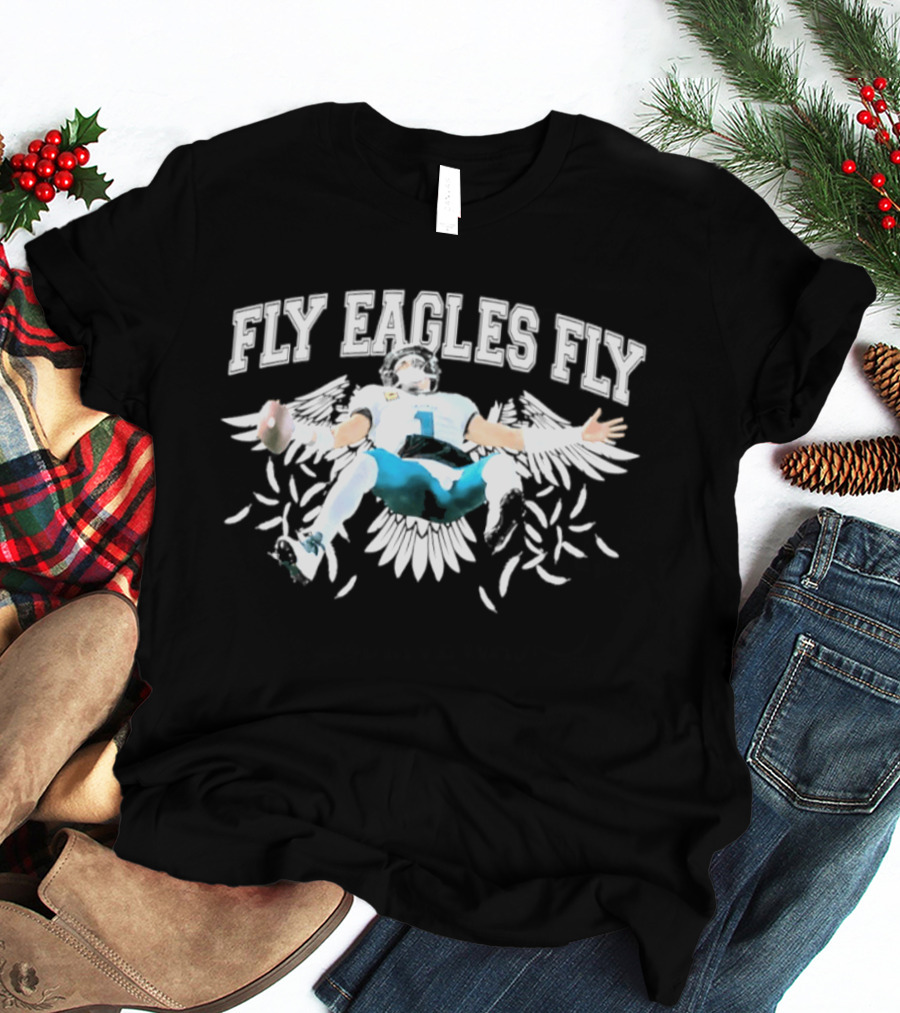 Philadelphia Eagles Jalen Hurts Flying Celebration 2026 Fly Eagles Fly T-Shirt