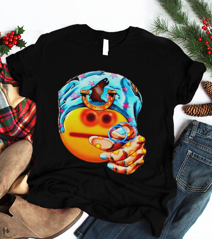 Johnny Joestar Emoji Icon With Star And Horse T-Shirt