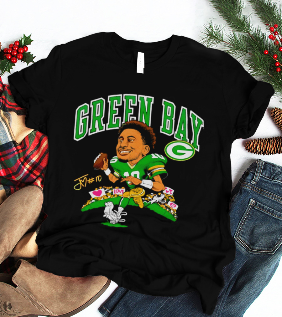 Jordan Love Green Bay Packers Caricature Playing Cards 2026 T-Shirt