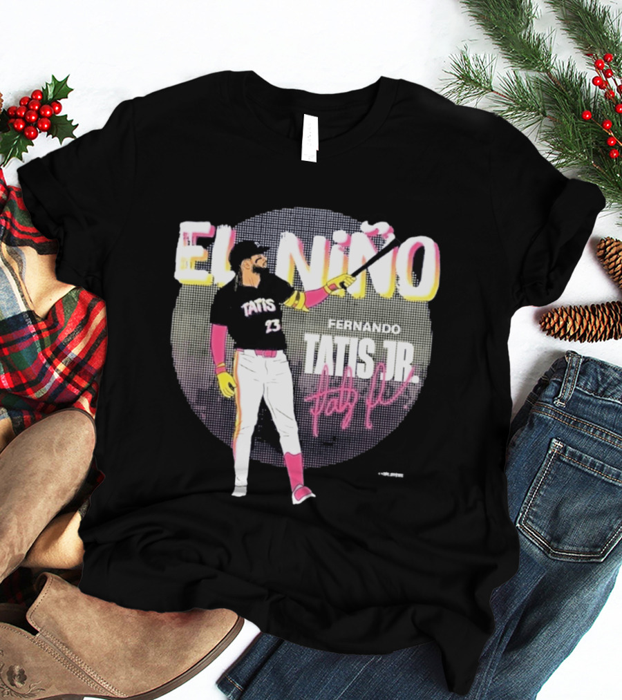 Padres Fernando Tatis Jr El Niño 23 Pink Bat Baseball T-Shirt