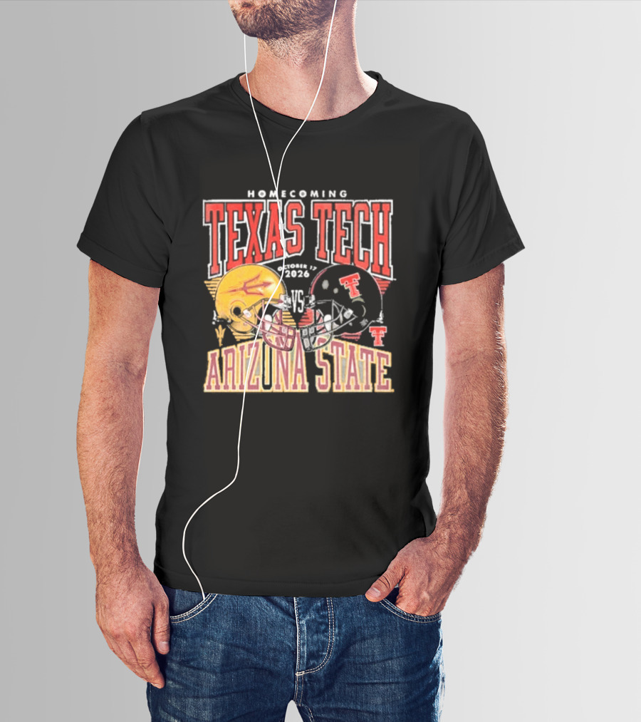 Texas Tech Vs Arizona State Homecoming Football 2026 Helmet Showdown T-Shirt