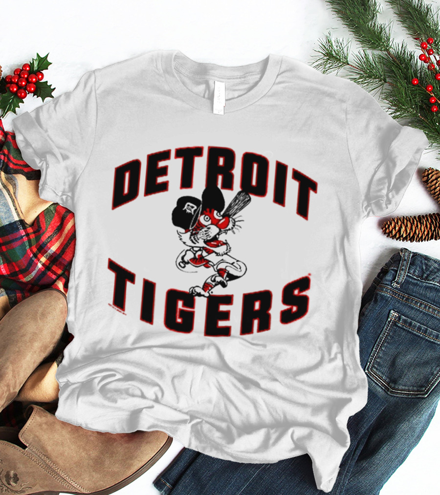 Detroit Tigers Cartoon Paws Vintage Baseball Fan Merchandise T-Shirt