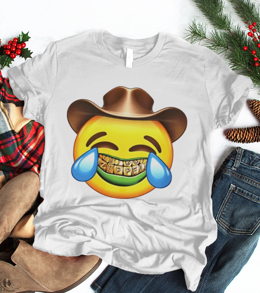Emoji Green Guy Cowboy Tears Of Joy Zeppel Teeth Grills T-Shirt