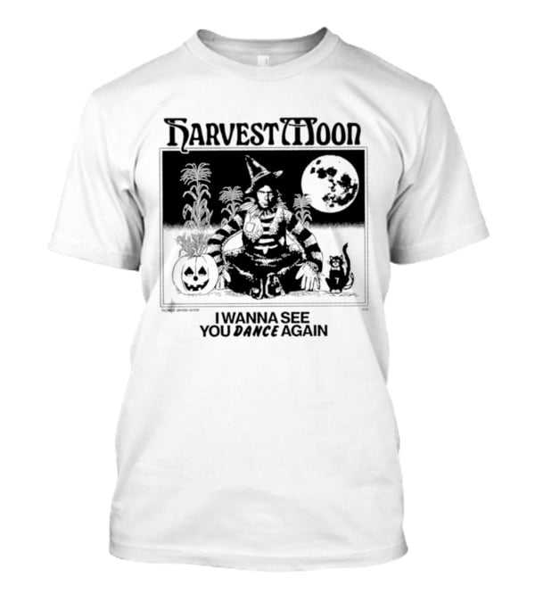 Harvest Moon I Wanna See You Dance Again Halloween Full Moon Pumpkin Cat Scene T-Shirt