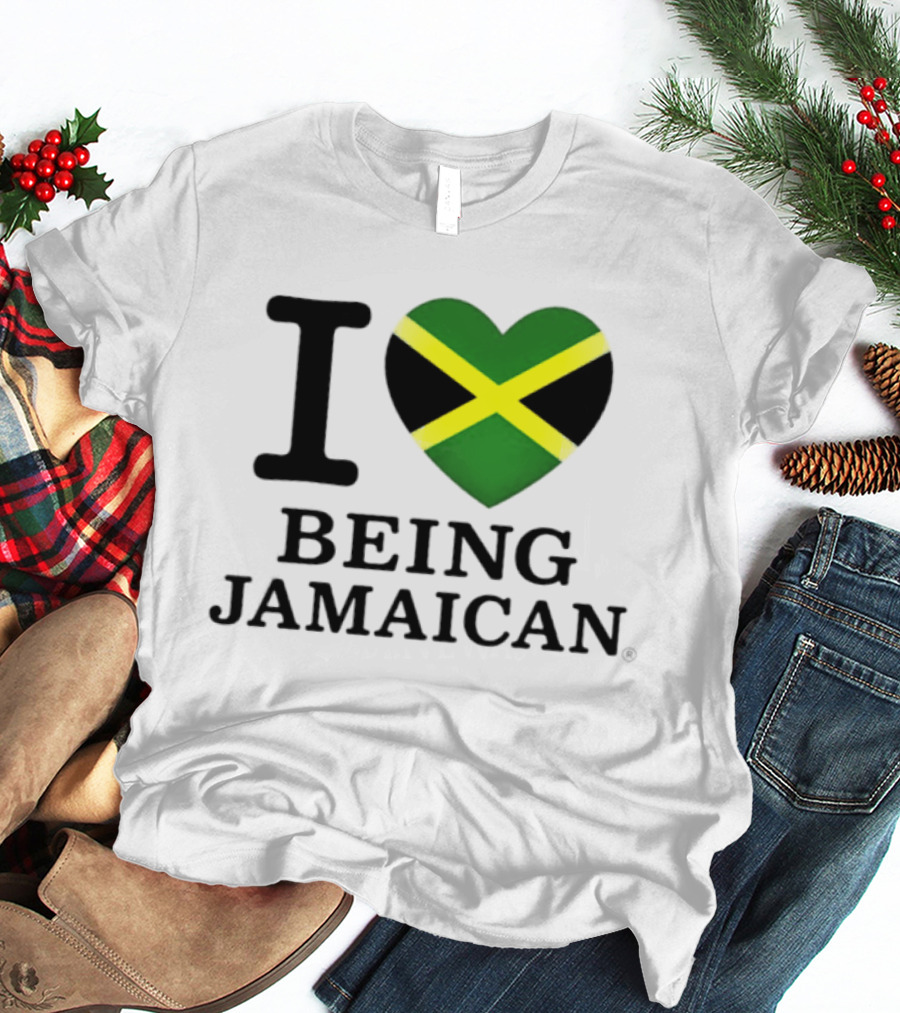 I Love Being Jamaican Flag Heart T-Shirt