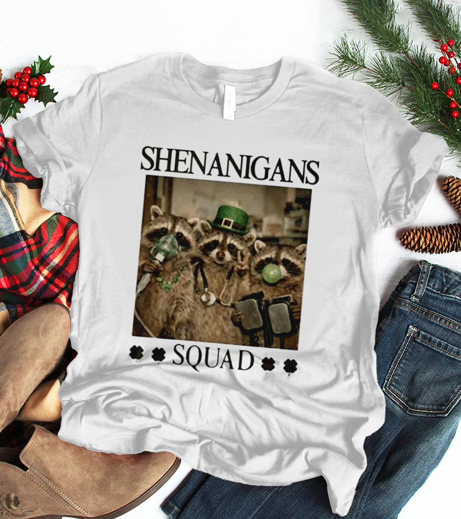 Shenanigans Squad Raccoons Funny Saint Patricks Day T-Shirt