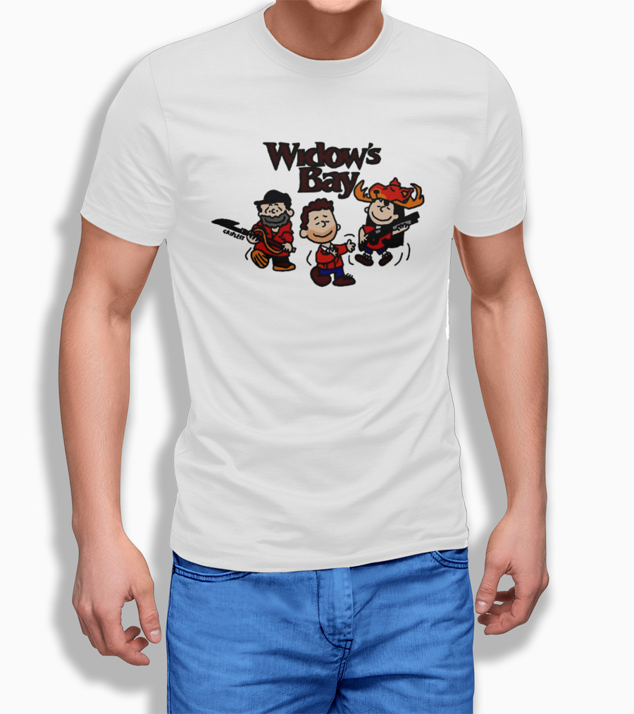 Widow's Bay Cartoon Characters With Bold Outfits And Musical Instruments T-Shirt