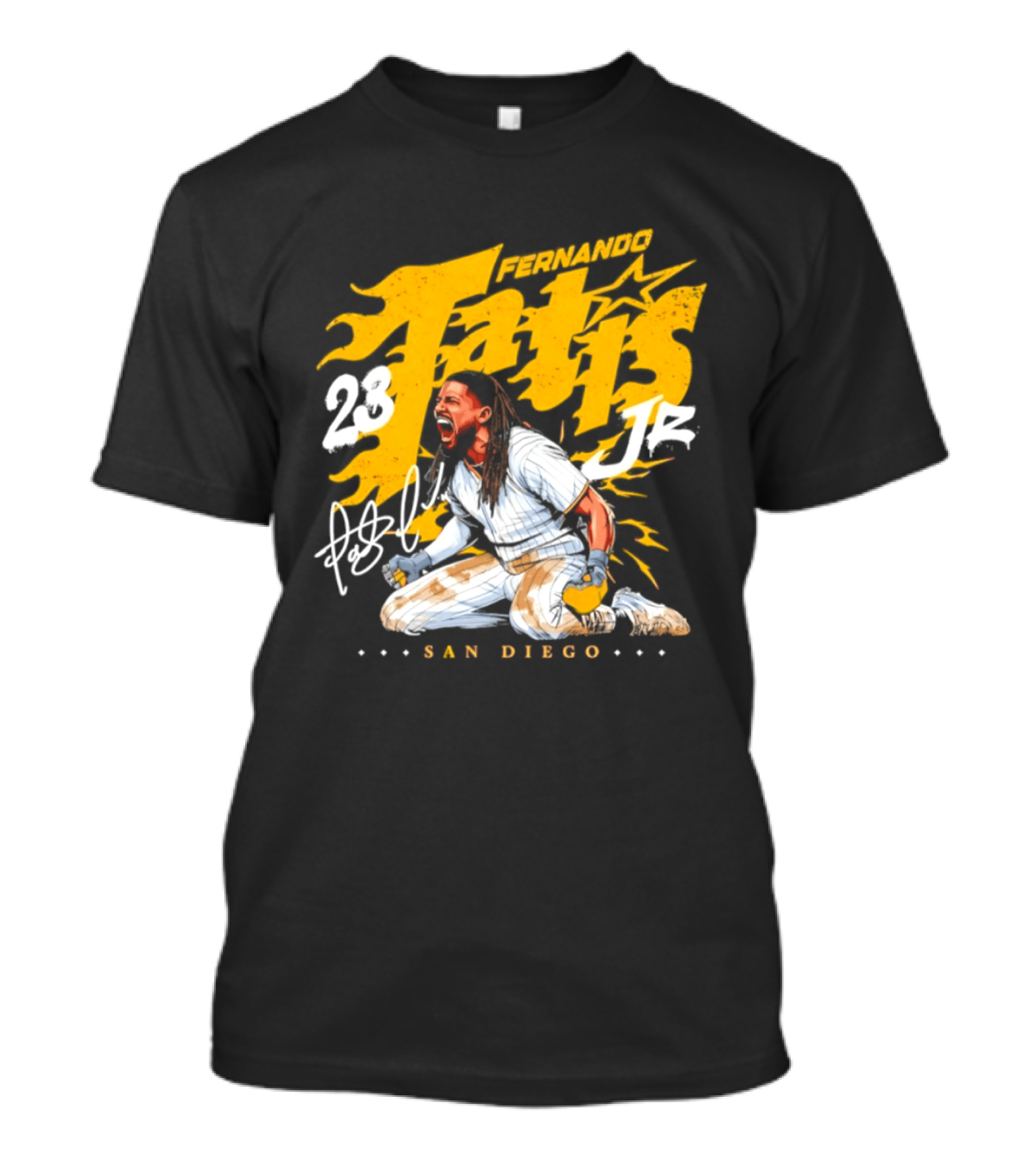 Fernando Tatis Jr 23 San Diego Padres Scream Slide Signature T-Shirt