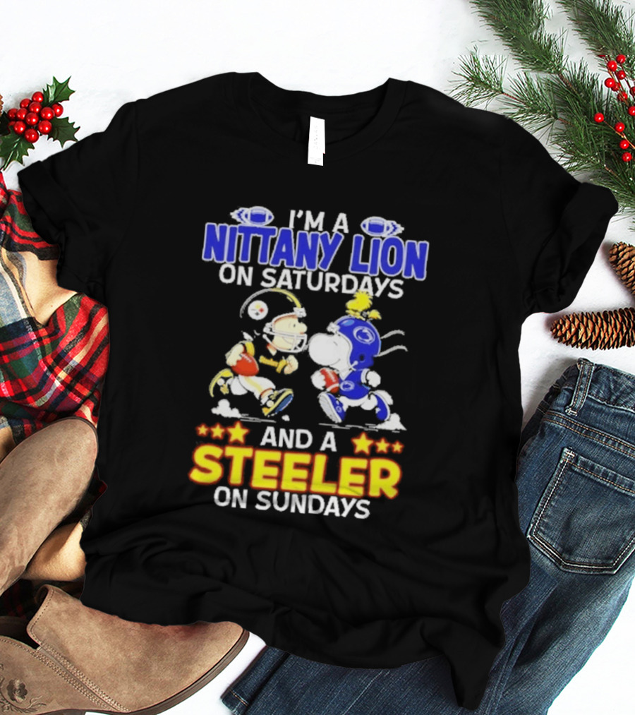I'm A Nittany Lion On Saturdays And A Steeler On Sundays Football Peanuts Charlie Brown And Snoopy T-Shirt