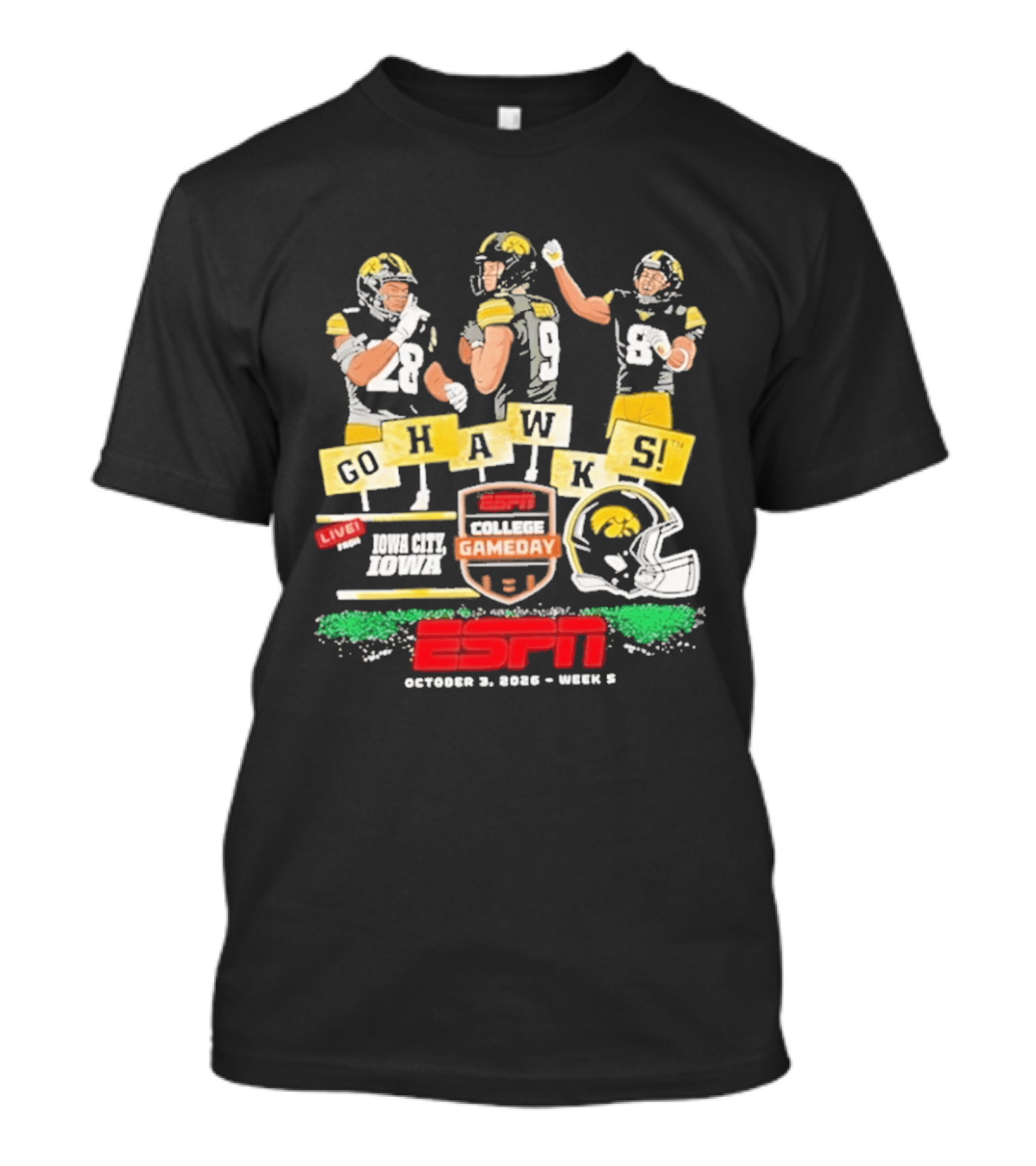 Iowa Hawkeyes College Football 2026 ESPN Gameday October Week 1 Go Hawks T-Shirt