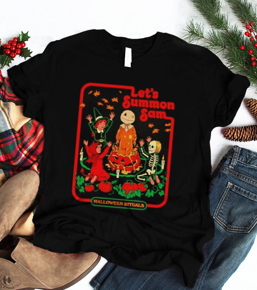 Let's Summon Sam Halloween Rituals Trick R Treat Pumpkin Skeleton Witch Magic T-Shirt