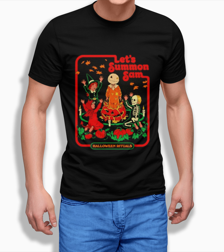 Let's Summon Sam Halloween Rituals Trick R Treat Pumpkin Skeleton Witch Magic T-Shirt