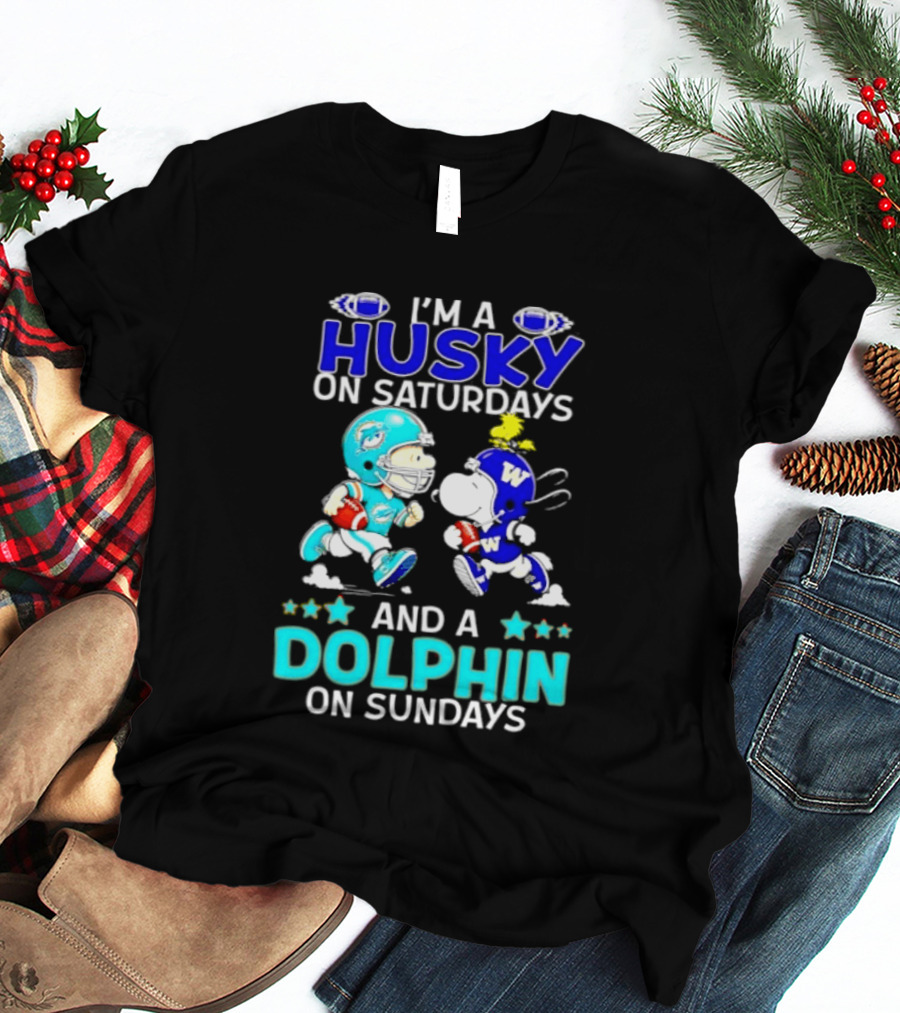 I'm A Husky On Saturdays And A Dolphin On Sundays Peanuts Characters Football T-Shirt