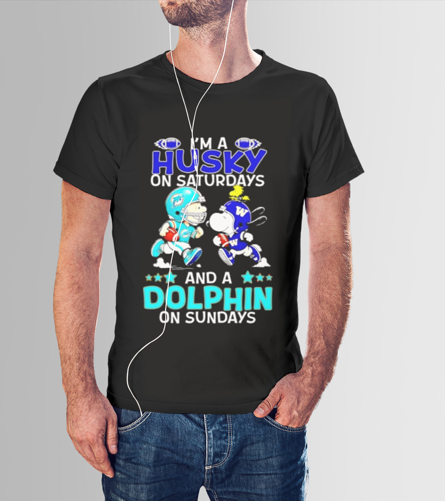 I'm A Husky On Saturdays And A Dolphin On Sundays Peanuts Characters Football T-Shirt