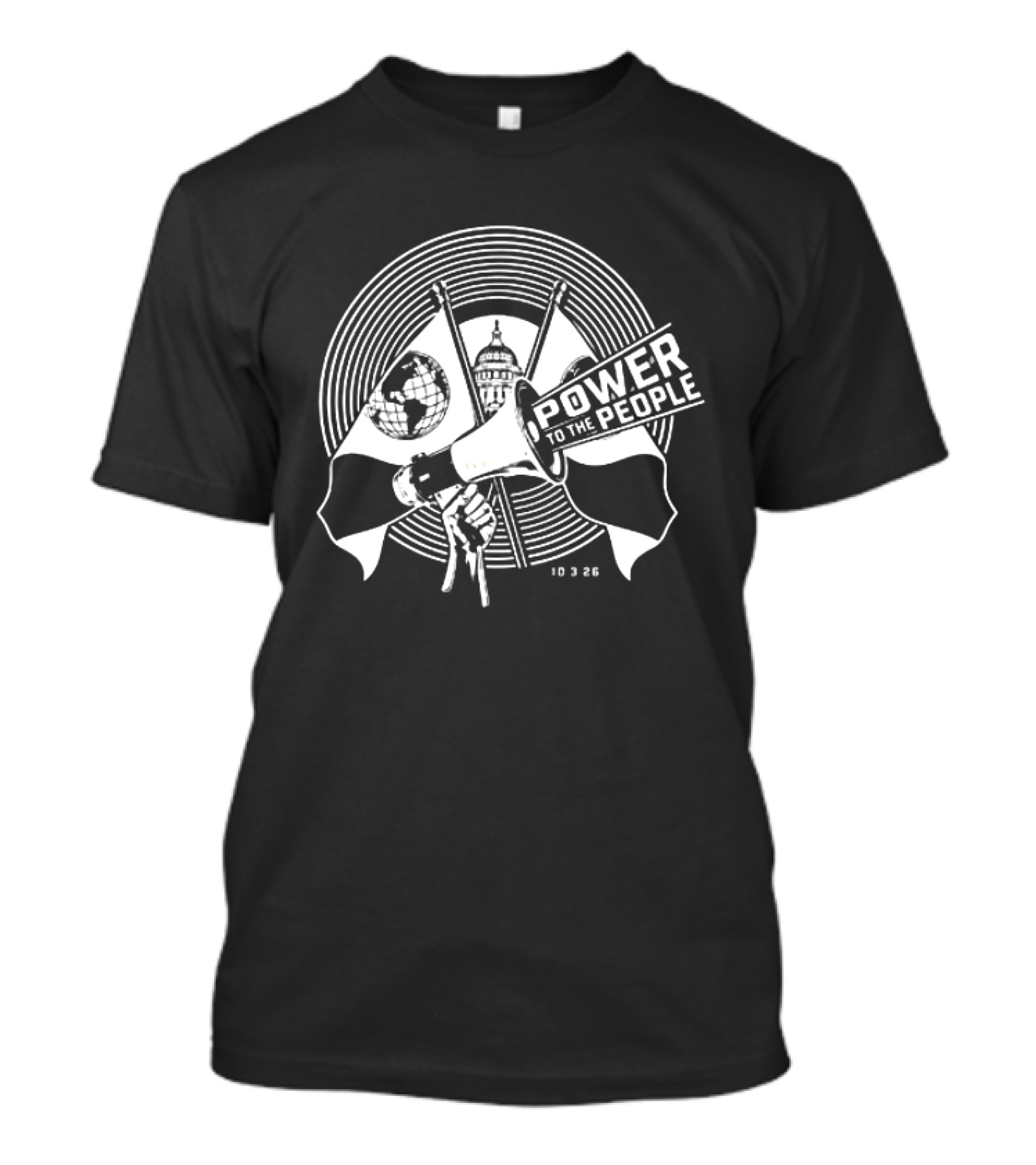 Power To The People Io 3 26 Columbia MD Merriweather Post Pavilion 2026 Lineup Globe T-Shirt
