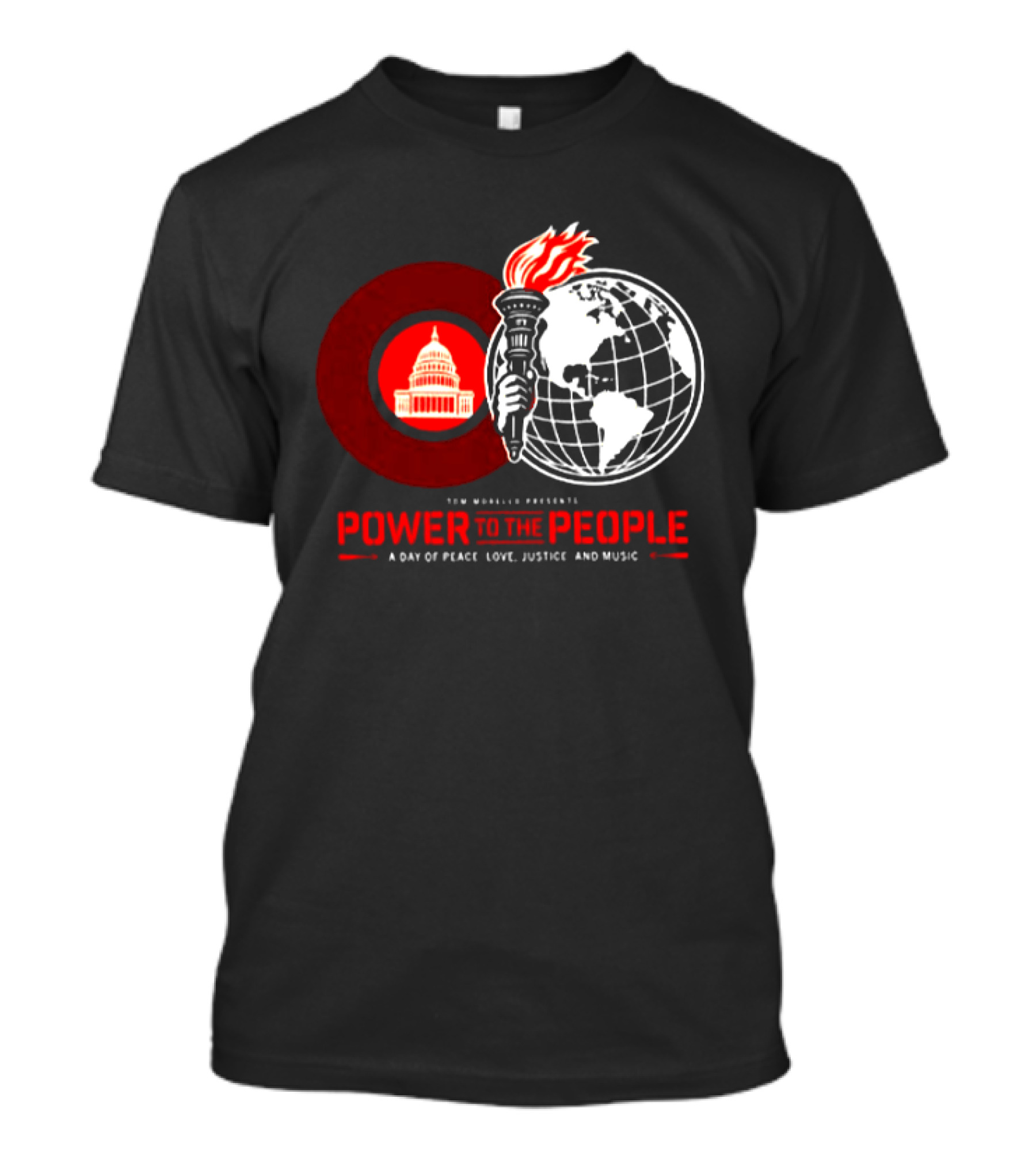 Power To The People 2026 Columbia MD October 3 Merriweather Post Pavilion Peace Love Justice And Music Capitol Building Torch Globe T-Shirt