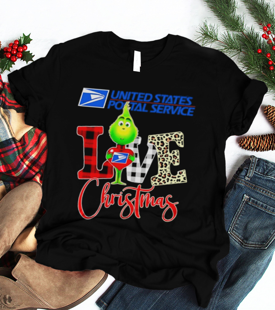 United States Postal Service Grinch Love Christmas T-Shirt