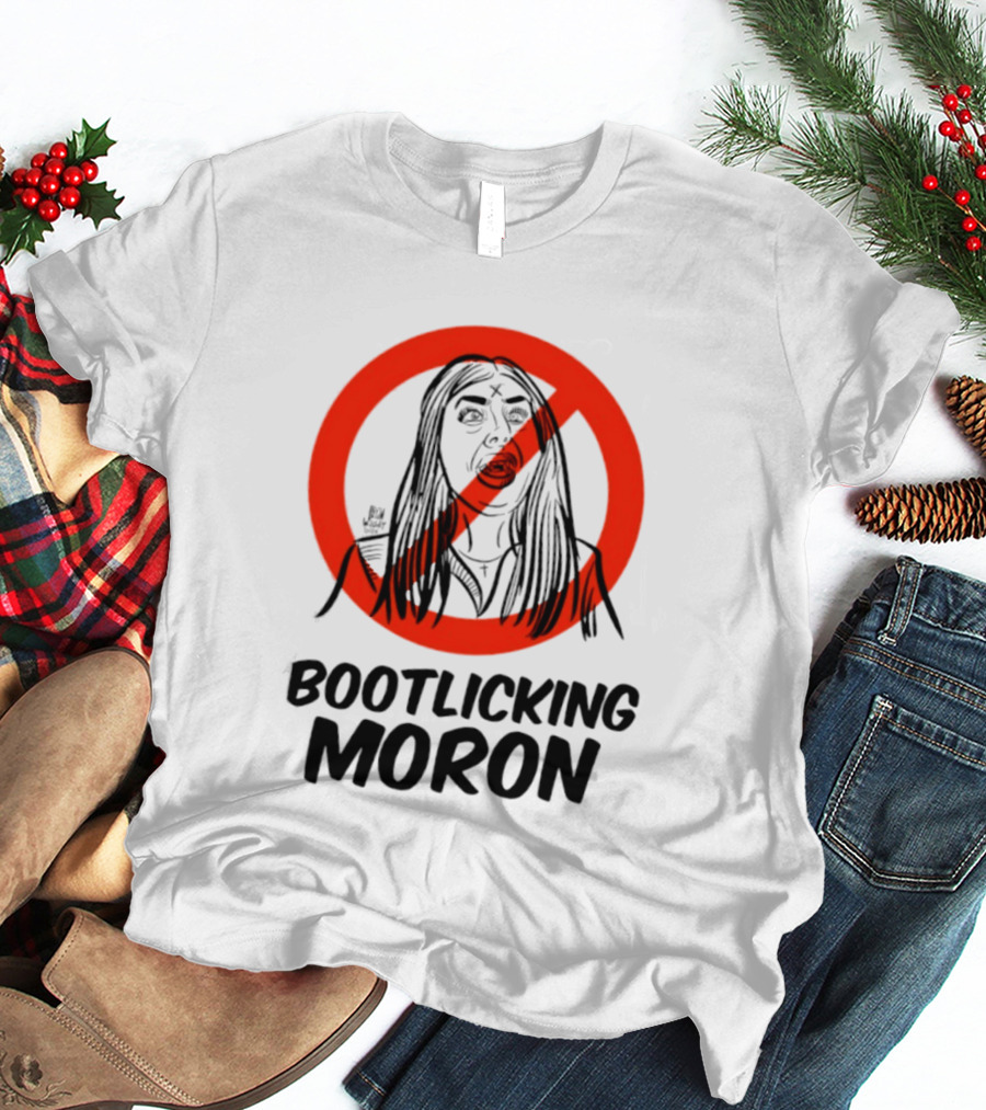 Bootlicking Moron Satire Political Red Circle Cross Line T-Shirt