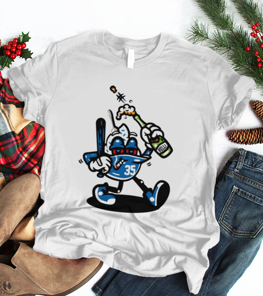 Cody Bellinger 35 Belli Champagne Celebration Baseball Cartoon T-Shirt