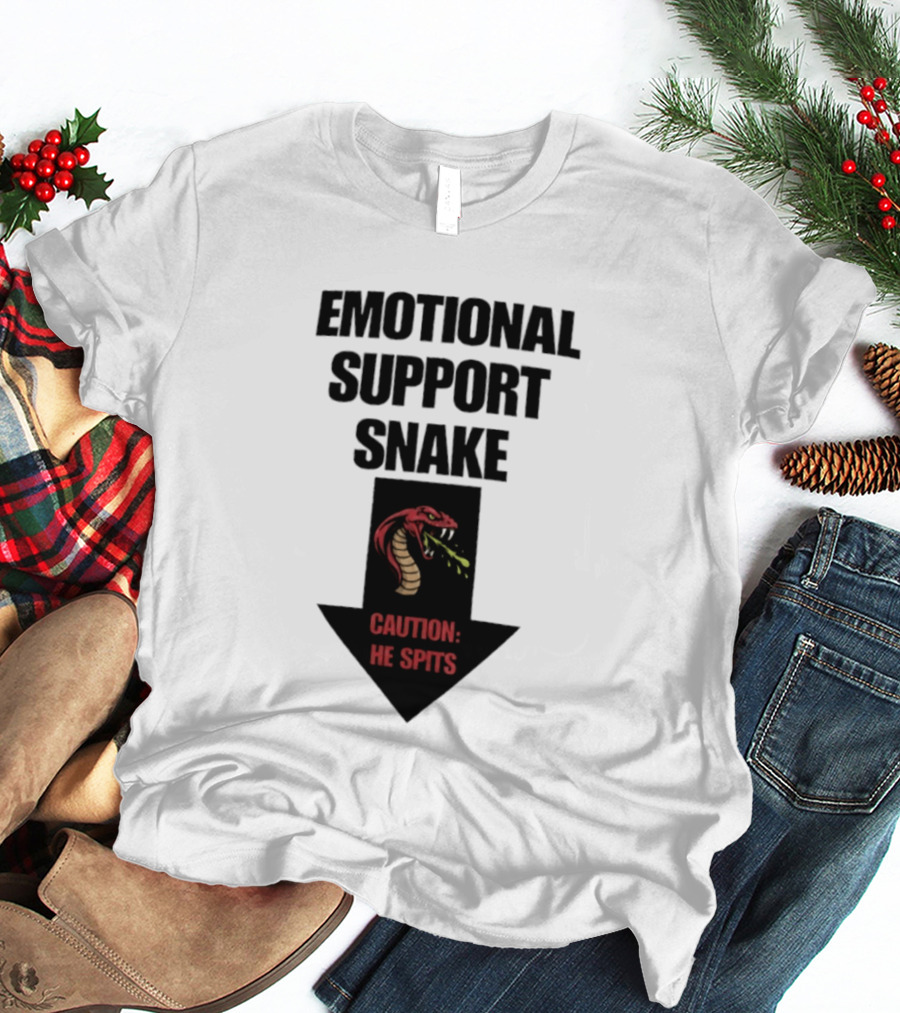 Emotional Support Snake Caution He Spits Arrow T-Shirt