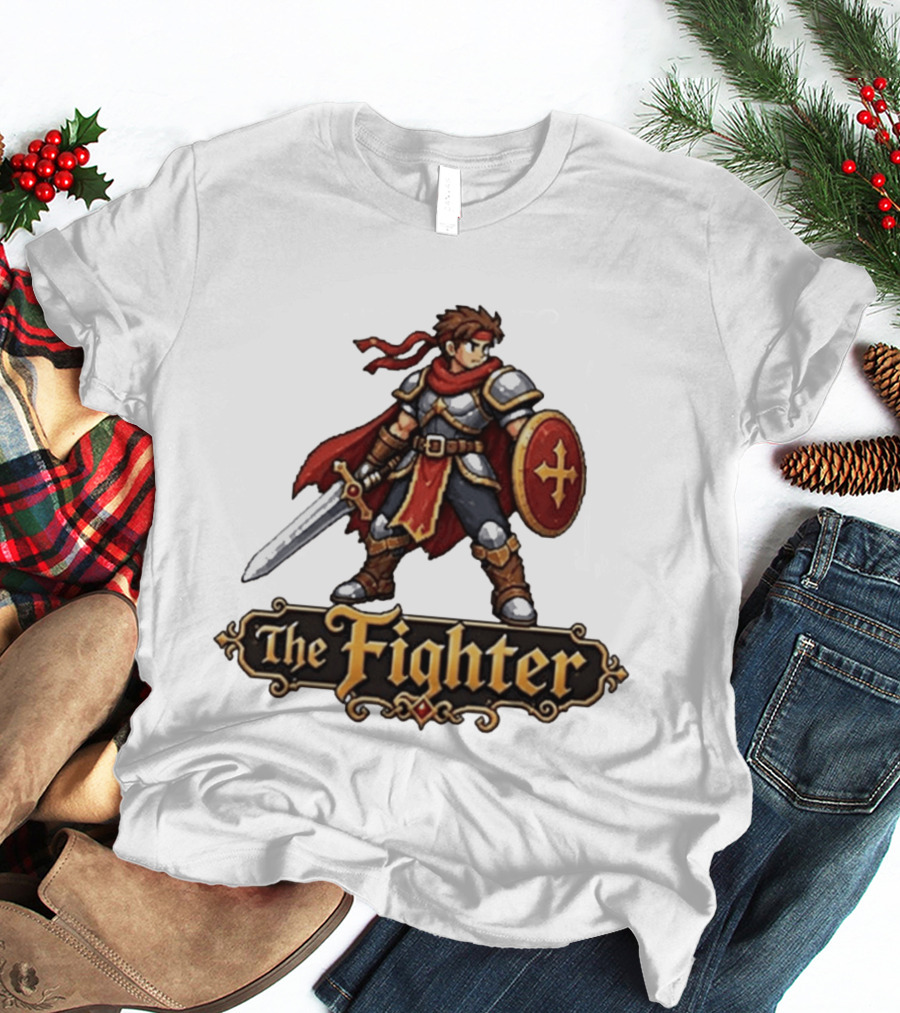The Fighter Fantasy RPG Pixel Knight Sword And Shield Hero T-Shirt