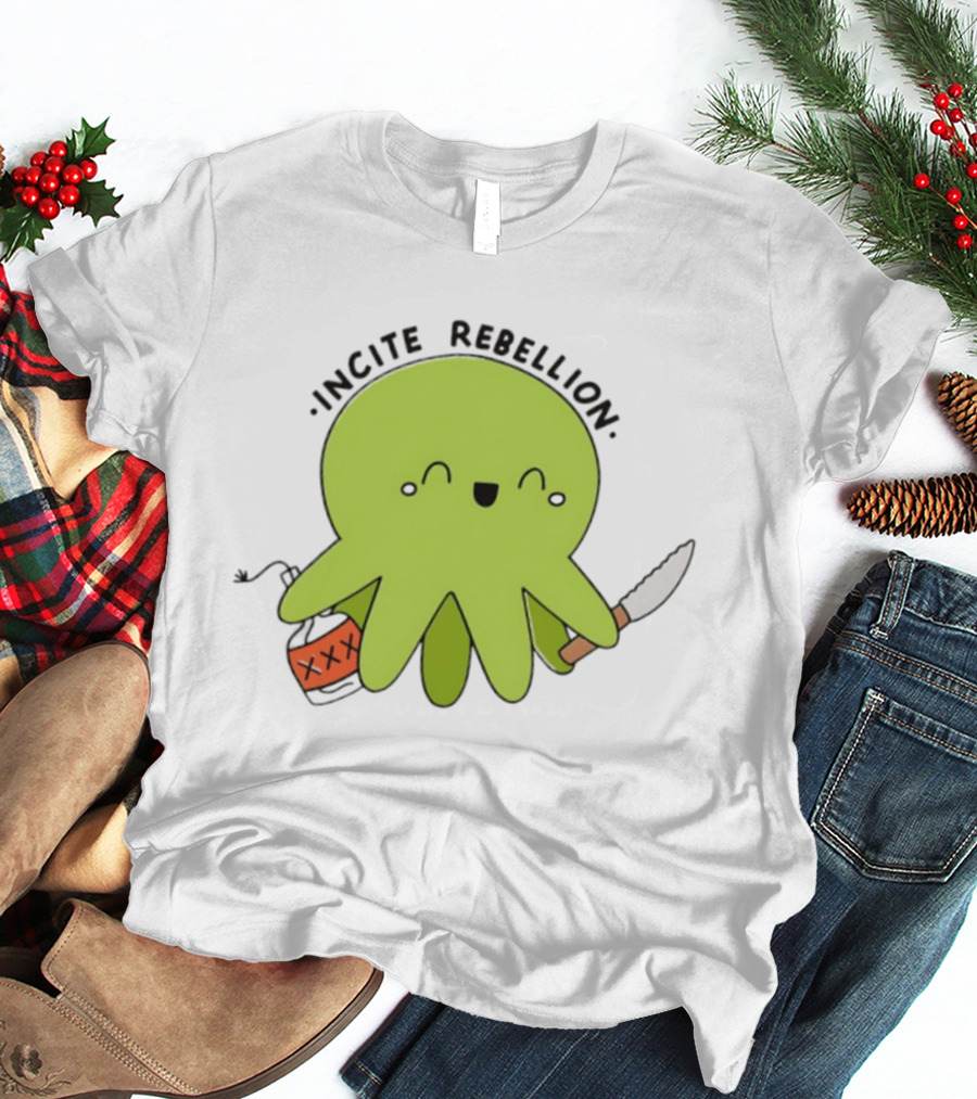 Incite Rebellion Octopus Knife Molotov Cocktail T-Shirt