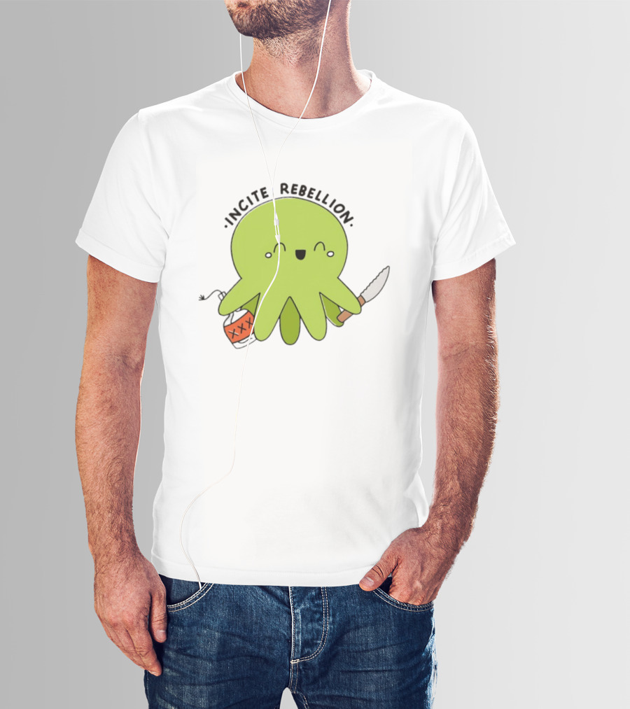 Incite Rebellion Octopus Knife Molotov Cocktail T-Shirt