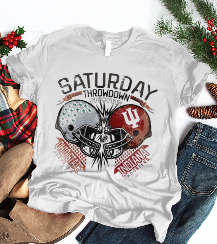 Indiana Hoosiers Ohio State Buckeyes Saturday Throwdown Football 2026 Helmets T-Shirt