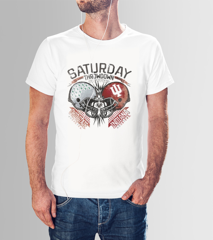 Indiana Hoosiers Ohio State Buckeyes Saturday Throwdown Football 2026 Helmets T-Shirt