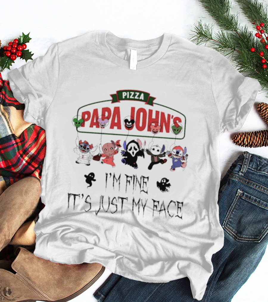 Papa John's Pizza X Stitch Halloween 2026 I'm Fine It's Just My Face T-Shirt