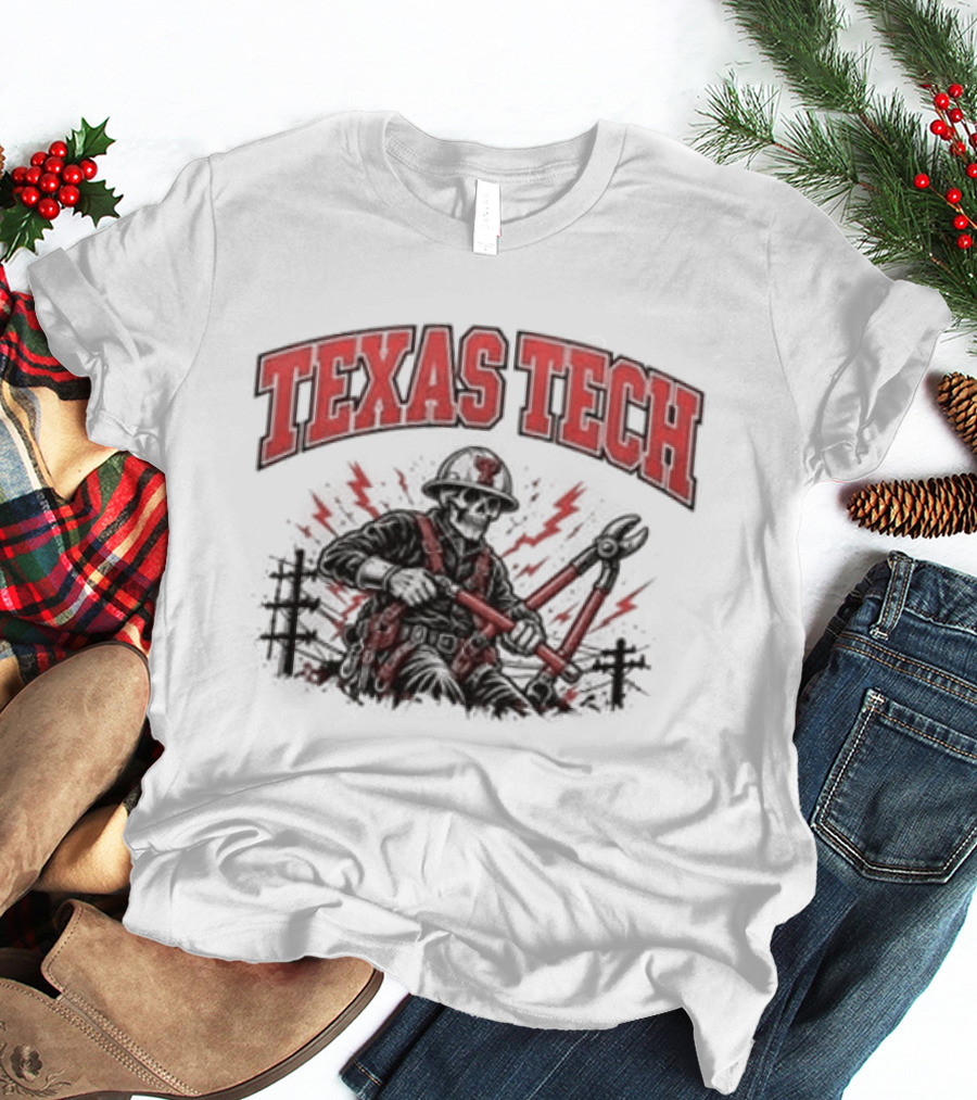 Texas Tech Red Raiders Lineman Halloween 2026 Football Spooky Skeleton T-Shirt