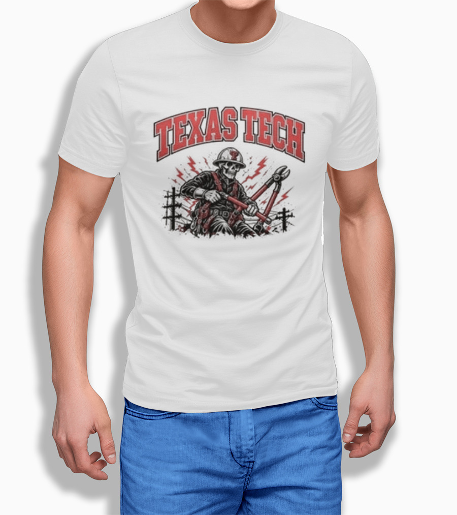 Texas Tech Red Raiders Lineman Halloween 2026 Football Spooky Skeleton T-Shirt