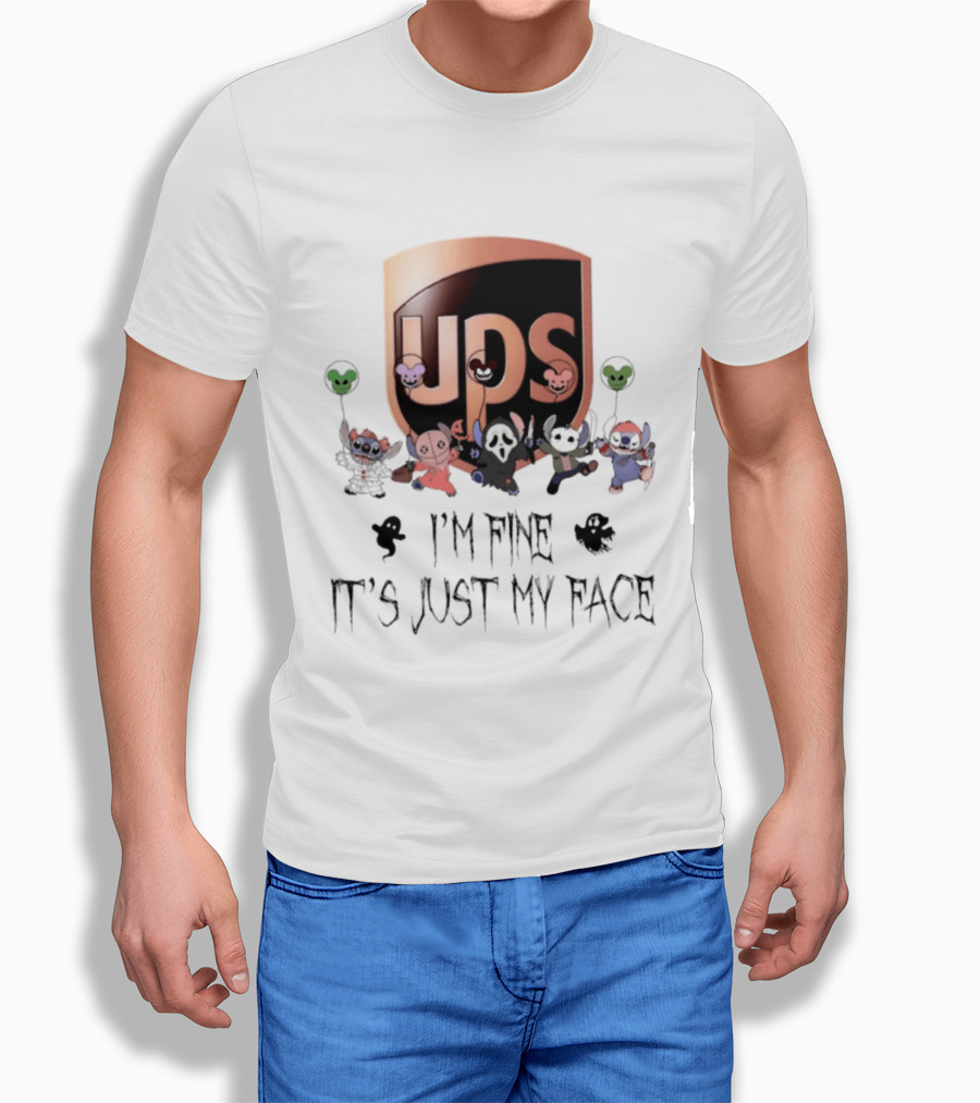 UPS X Stitch Halloween 2026 I'm Fine It's Just My Face T-Shirt