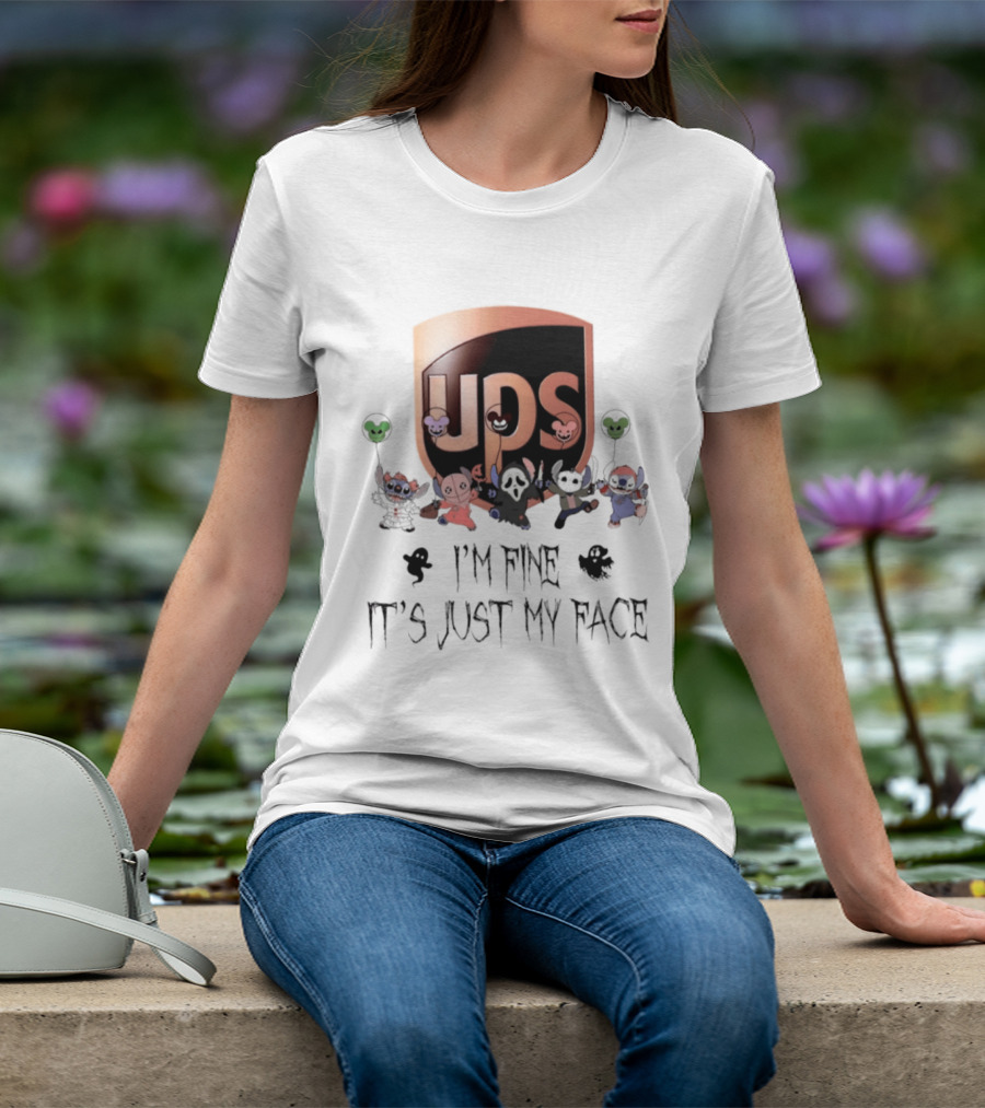 UPS X Stitch Halloween 2026 I'm Fine It's Just My Face T-Shirt