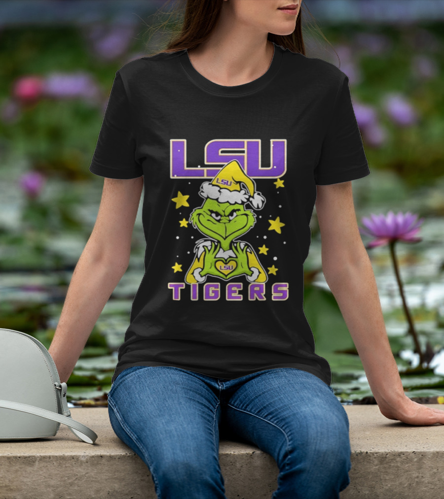 LSU Tigers Grinch Love Hands Christmas 2026 Football Holiday T-Shirt