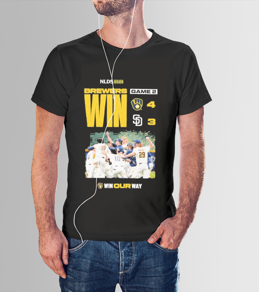 NLDS 2026 Brewers Win Game 2 Win Our Way 4 3 Victory Celebration T-Shirt