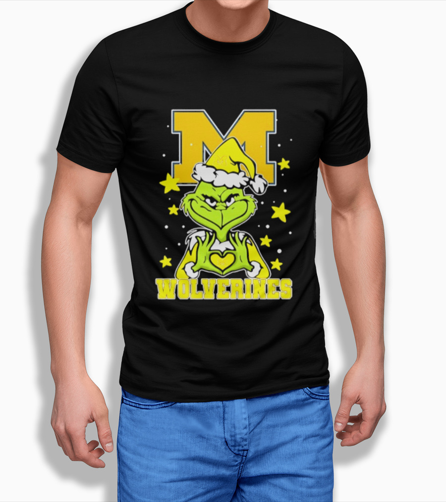 Michigan Wolverines Grinch Love Hands Christmas Football 2026 T-Shirt