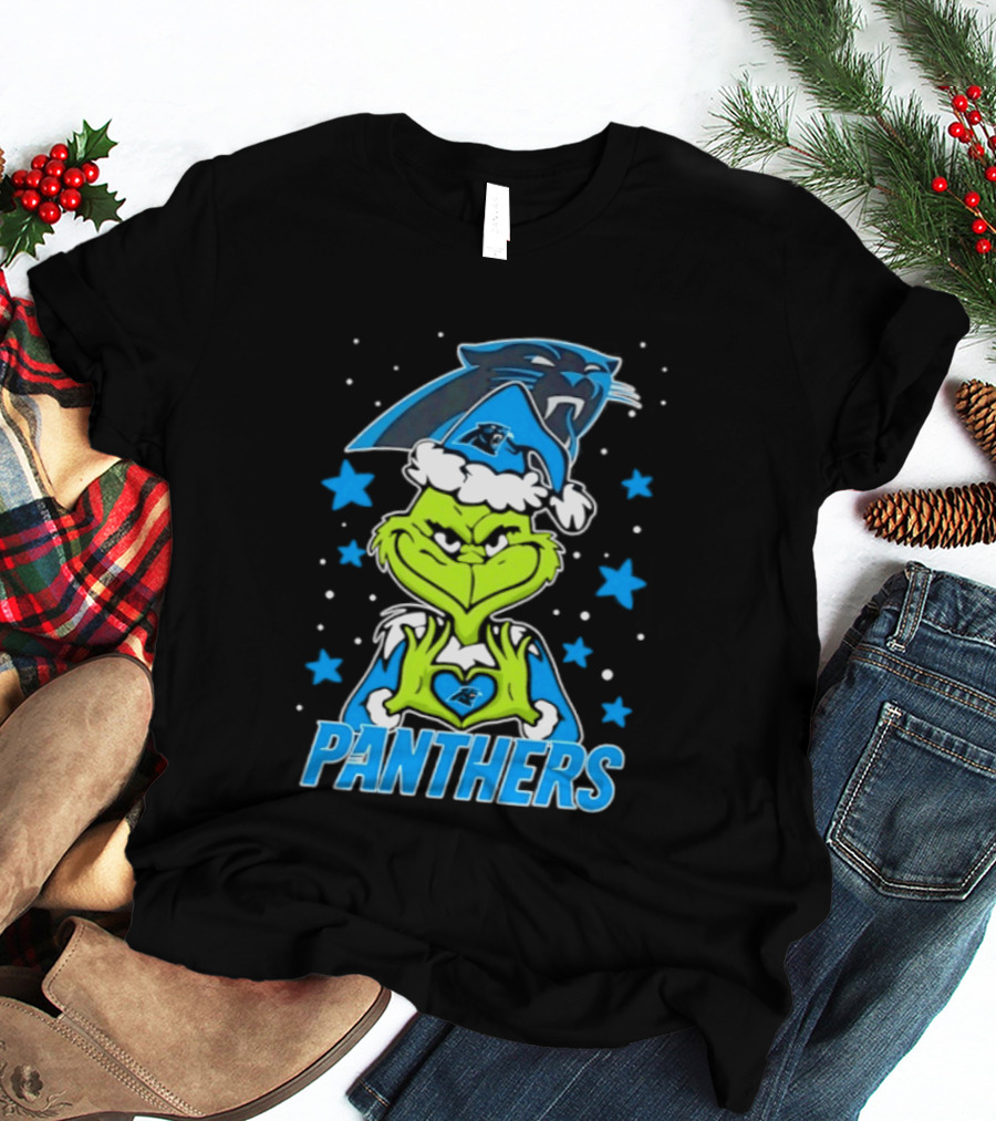 Carolina Panthers Grinch Love Hands Christmas 2026 Football Magic T-Shirt