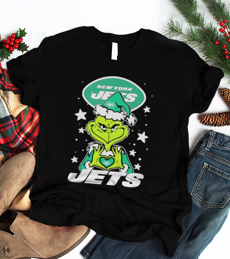 New York Jets Grinch Christmas 2026 Football Love Hands T-Shirt
