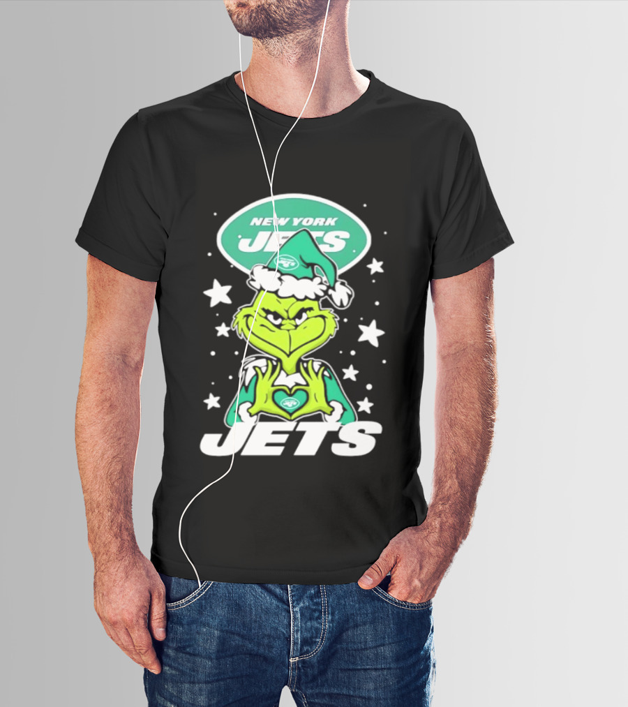 New York Jets Grinch Christmas 2026 Football Love Hands T-Shirt