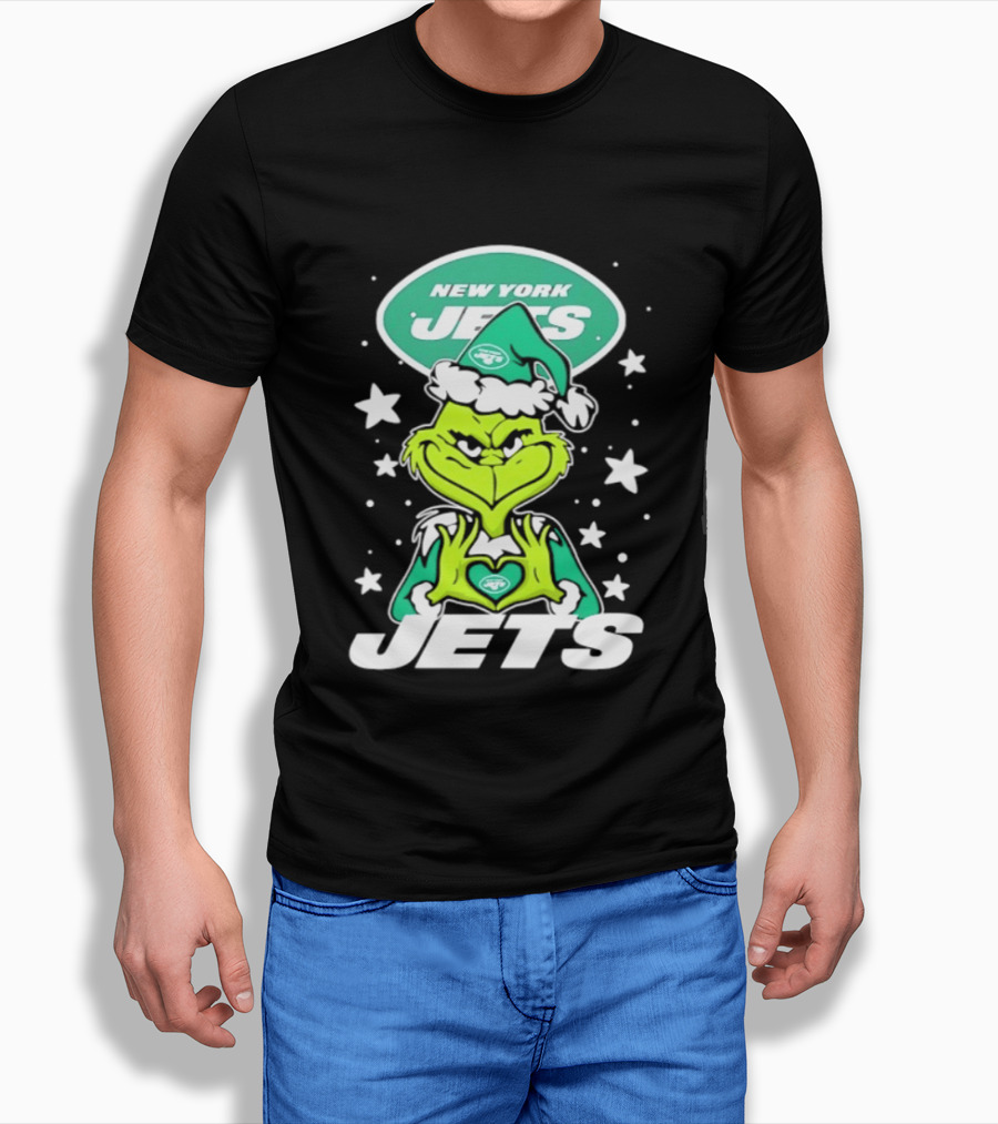 New York Jets Grinch Christmas 2026 Football Love Hands T-Shirt