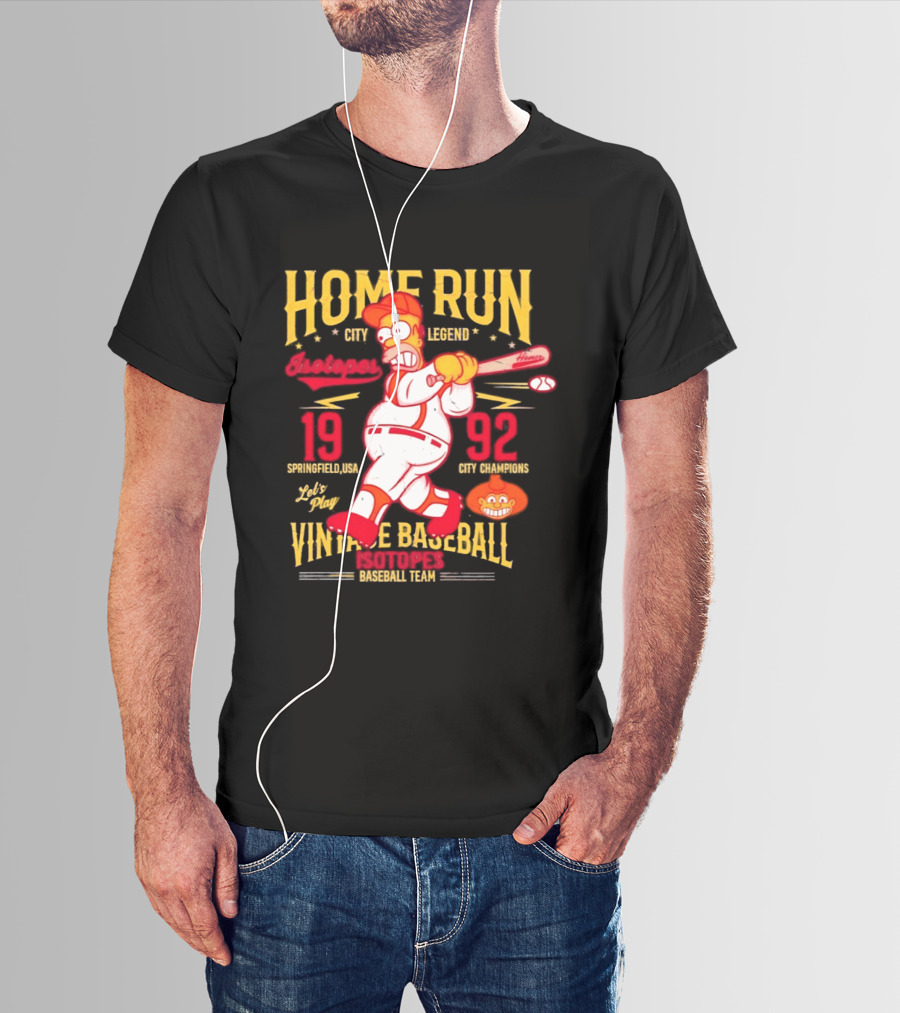 Home Run City Legend Springfield USA 1992 Let's Play Vintage Baseball Team T-Shirt