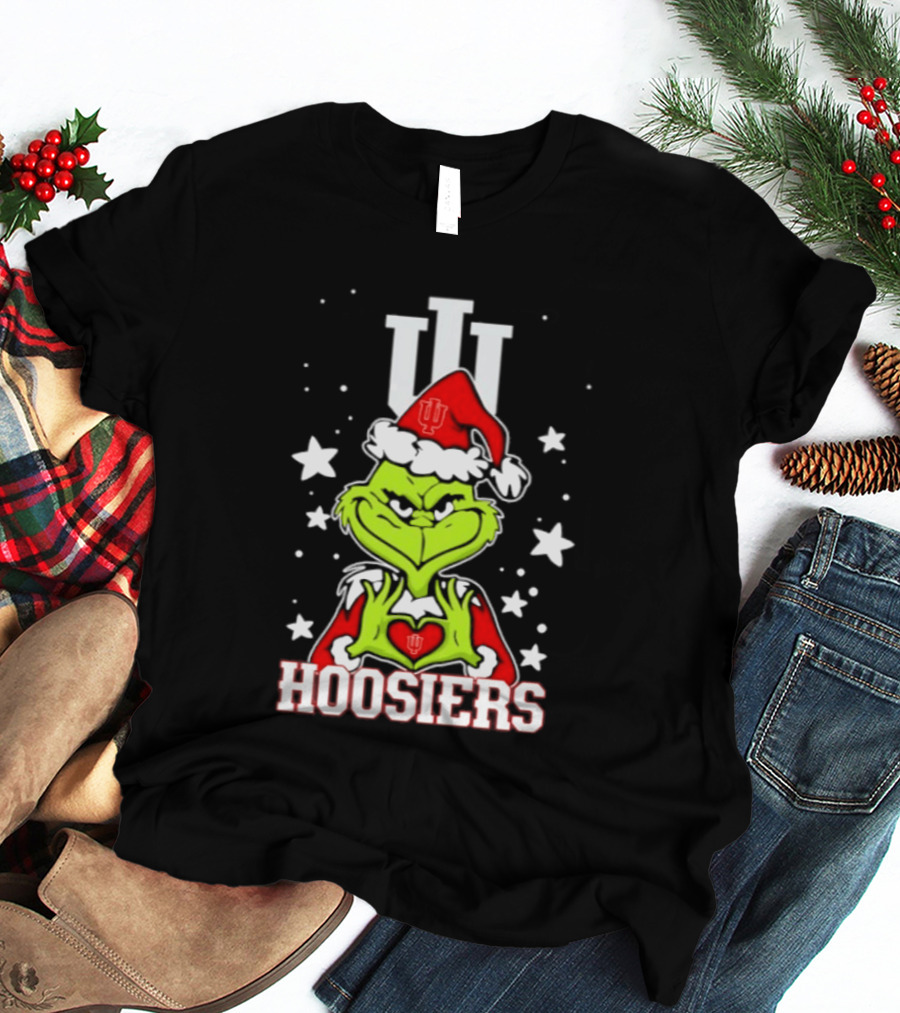 Indiana Hoosiers Grinch Christmas Love Hands 2026 Football T-Shirt