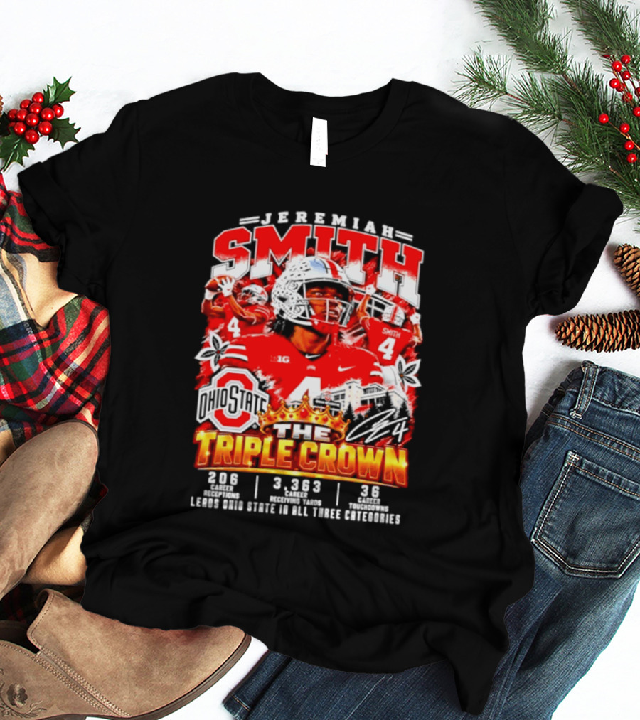 Jeremiah Smith Ohio State The Triple Crown 3.1.3 3.2.3 3.8.2 Football Player T-Shirt