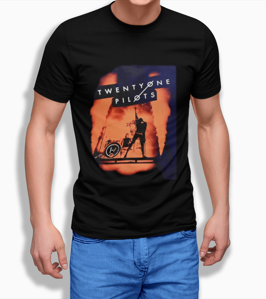 Twenty One Pilots Concert Orange Stage Lights Silhouette Tyler Joseph T-Shirt