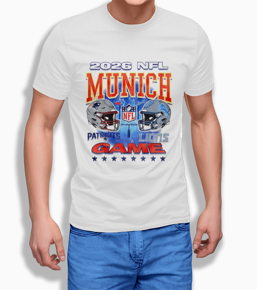 2026 NFL Munich Game New England Patriots Vs Detroit Lions Helmets T-Shirt