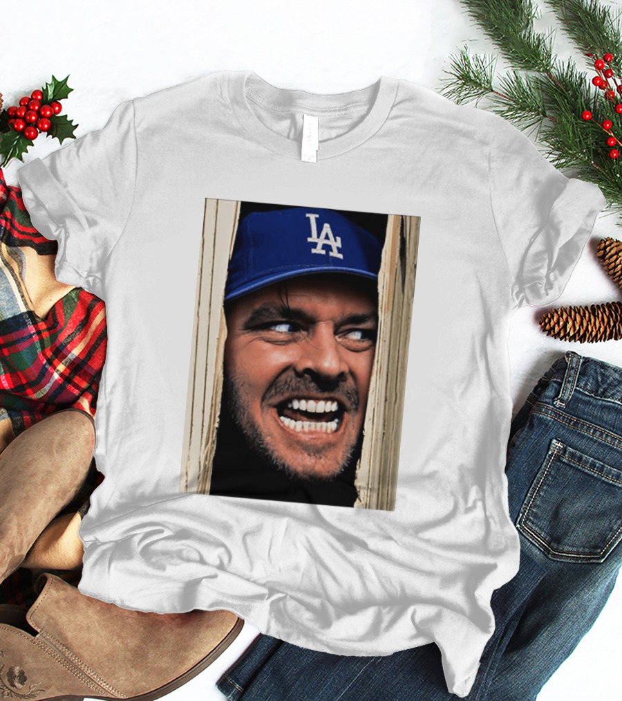Jack Torrance LA Dodgers Hat Here's Johnny The Shining Baseball T-Shirt