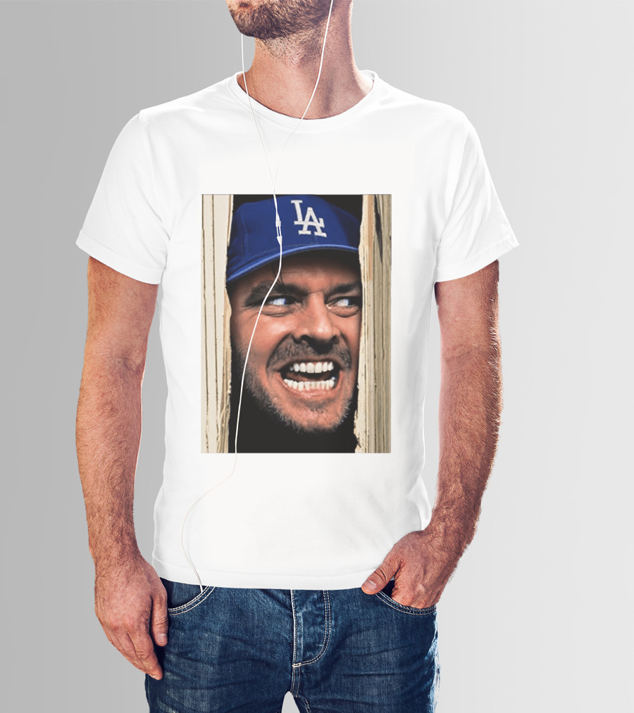 Jack Torrance LA Dodgers Hat Here's Johnny The Shining Baseball T-Shirt